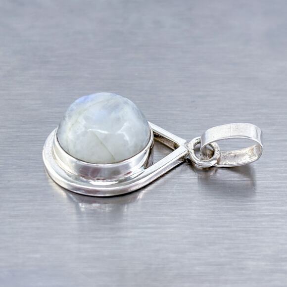 Vintage Sterling Silver 925 Rainbow Moonstone Teardrop Pendant - Picture 3 of 9